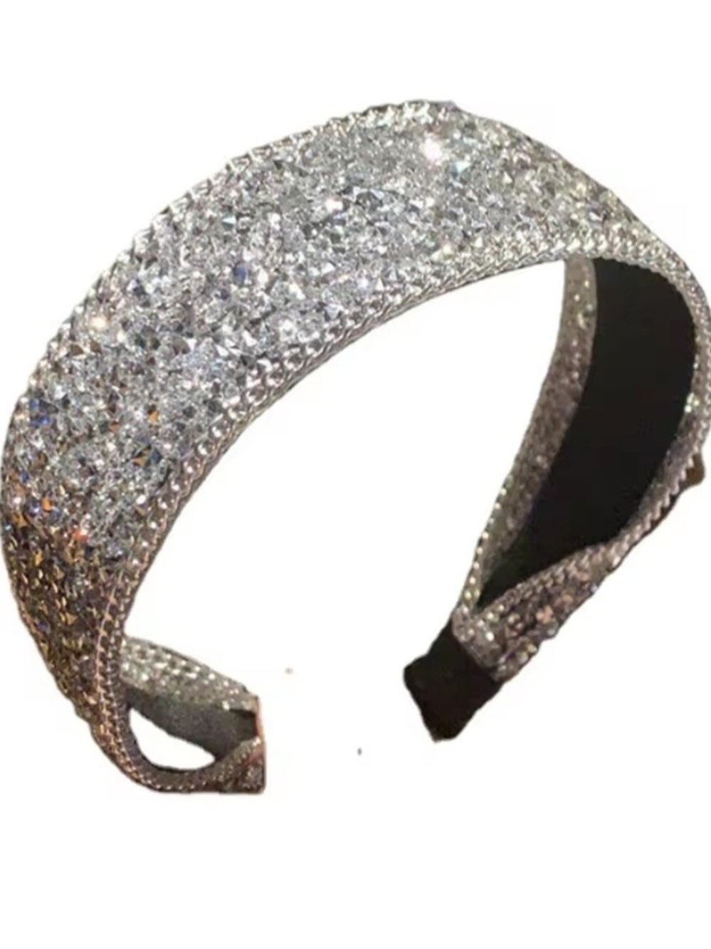 Crystal Silver Headband Women Luxe Wide